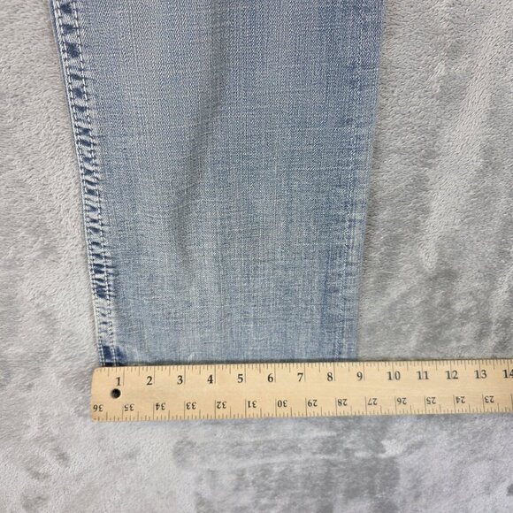 Rerock for Express Jeans Womens 2 Blue Bootcut Stretch Distressed Embroidered - Picture 7 of 12